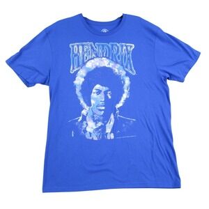 Authentic Jimi Hendrix Graphic T-Shirt Mens Large Blue Short Sleeve Cotton Rock